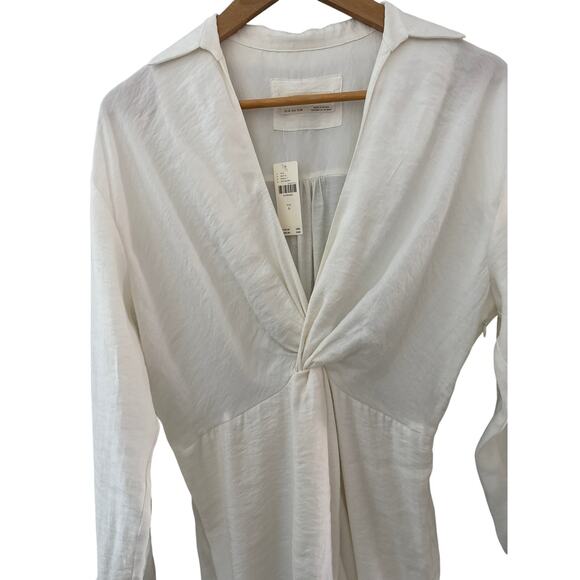 Anthropologie V-Neck Knot Front Midi Dress White Size 6 - Picture 7 of 10